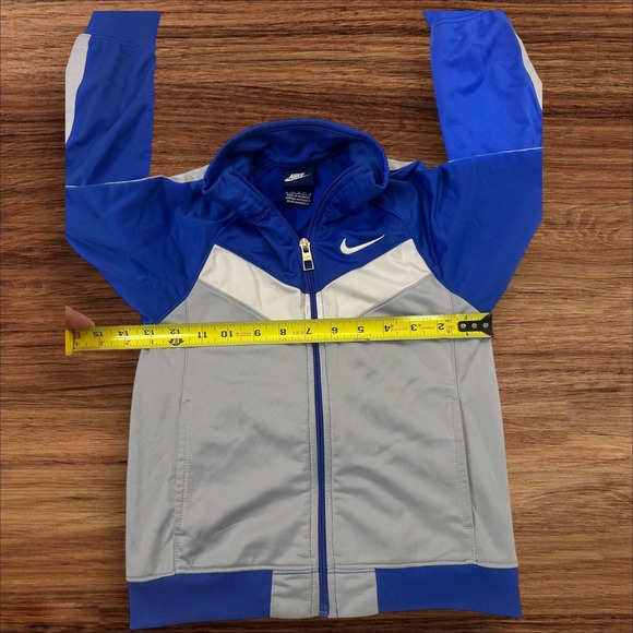 Vintage Nike Track Jacket Full Zip Athletic Royal Blue Gray Kids Size 6 - Picture 4 of 6